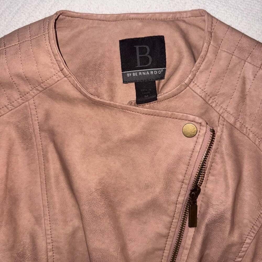 By Bernardo Suede-Look Moto Jacket Size M Blush Taupe Biker